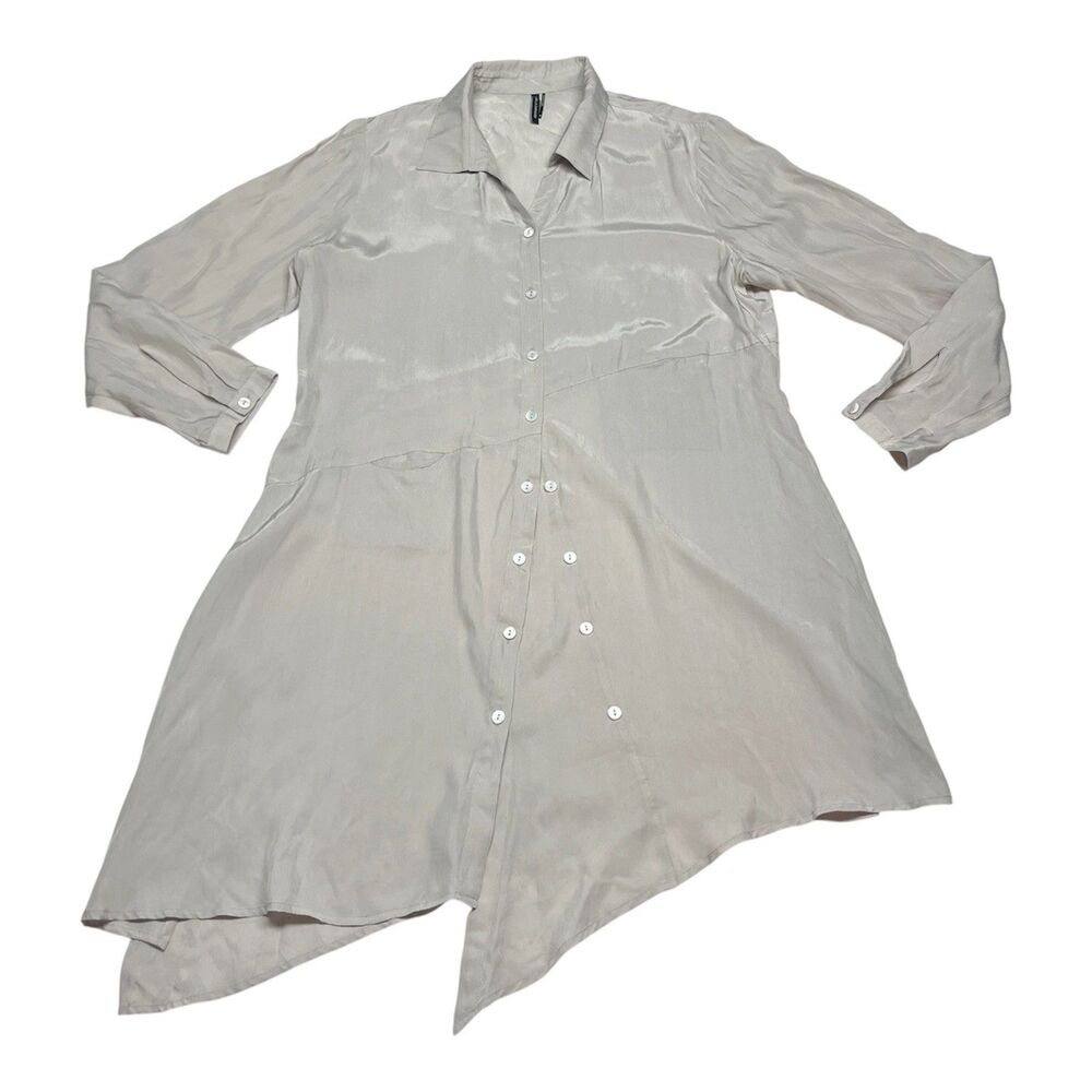 Stella Carakasi Button Tunic Dress Natural Lux Silk Like